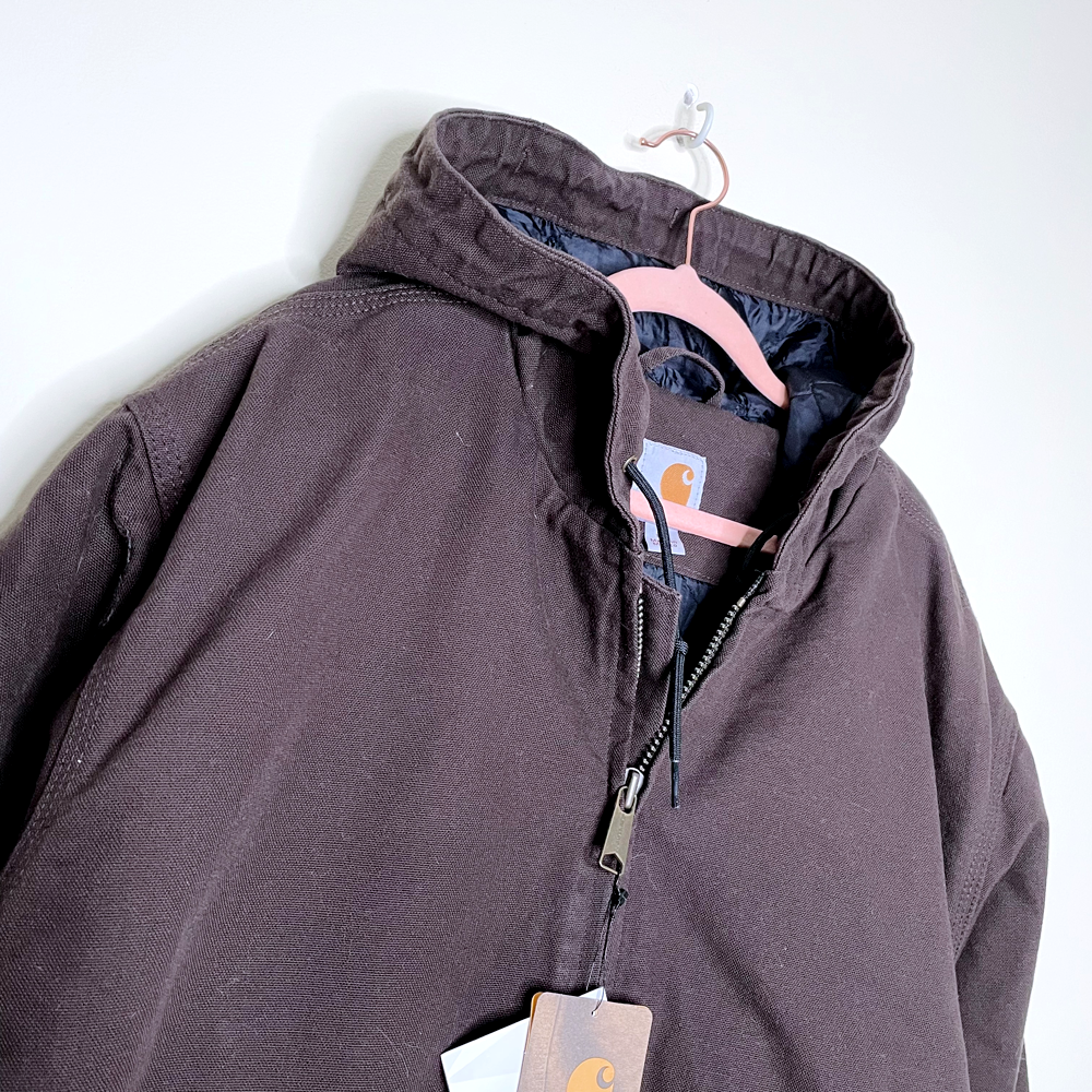 nwt carhartt brown washed duck active hooded jacket - size xl tall