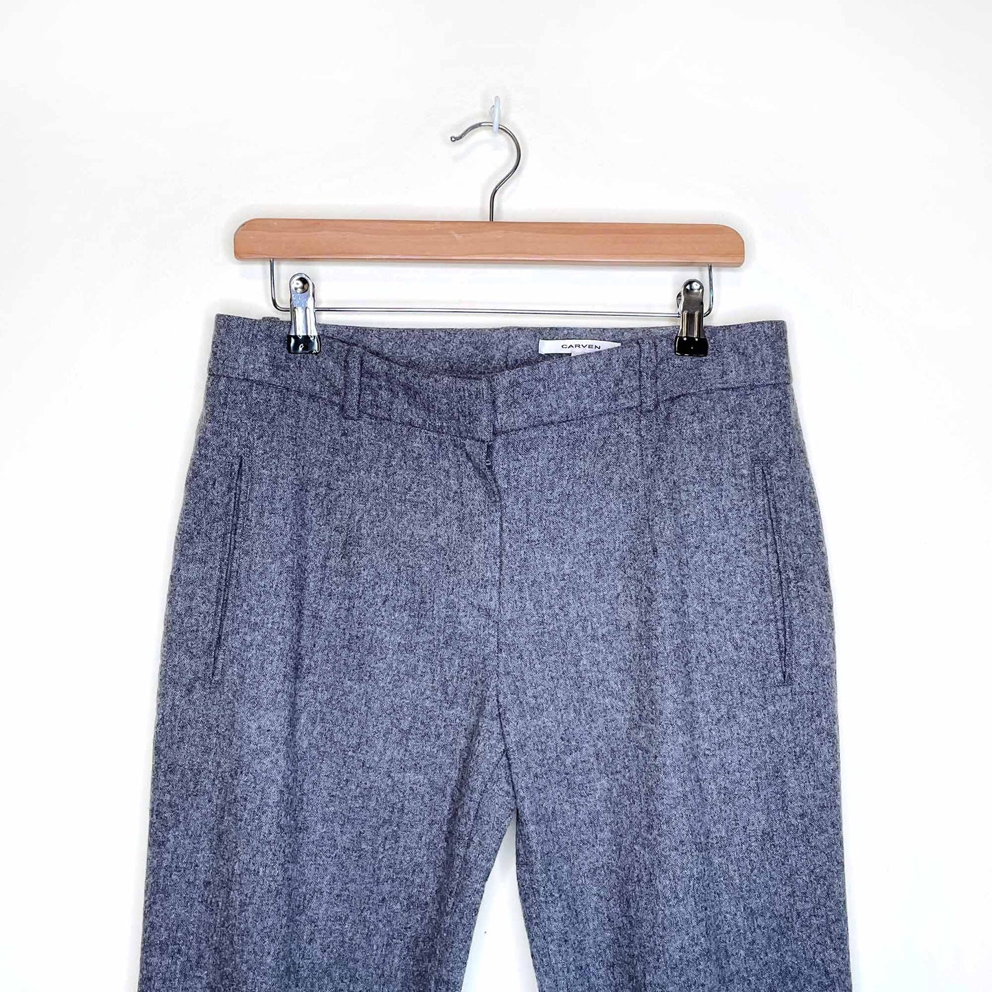 carven grey mid-rise cropped wool trouser - size 40