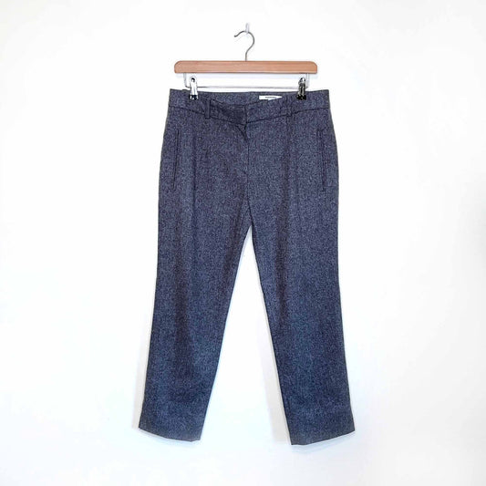 carven grey mid-rise cropped wool trouser - size 40