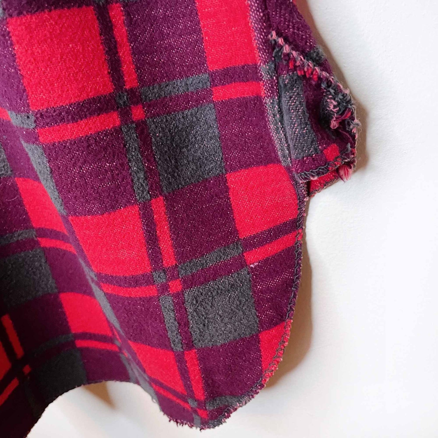 vintage 60's champion red buffalo plaid fleece shacket - size 15.5