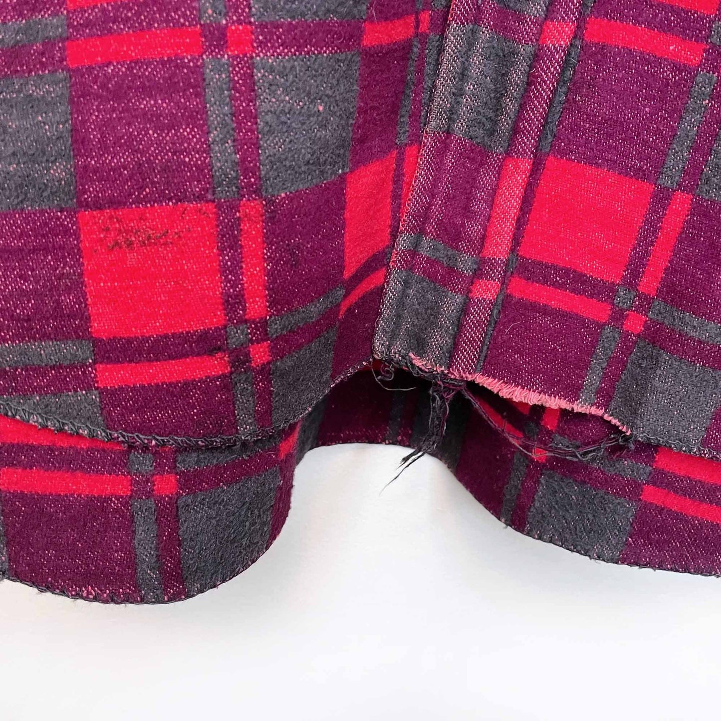 vintage 60's champion red buffalo plaid fleece shacket - size 15.5