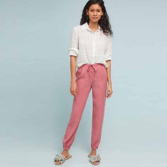 Cloth &amp; Stone pink buttoned tencel joggers - size Medium