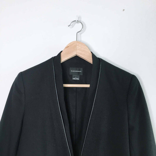 club monaco kaoife leather trim blazer - size 4