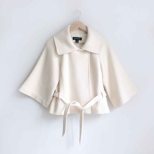 Club Monaco cropped wool belted cape jacket - size Medium