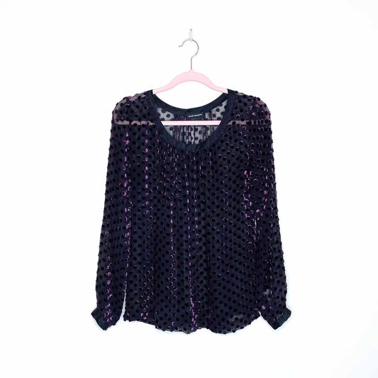 club monaco velvet dot silk blouse - size xs