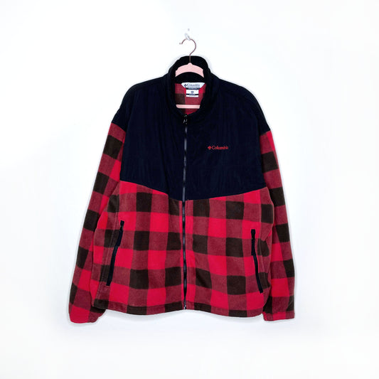 men's columbia red buffalo plaid bugaboo fleece interchange jacket - size xxl