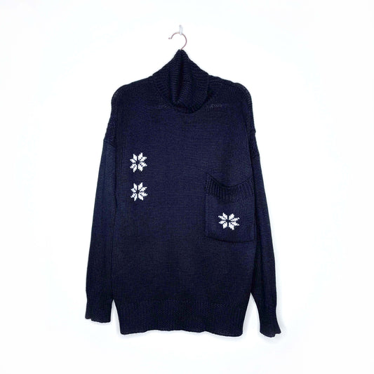 vintage black daniel hechter snowflake turtleneck - size small