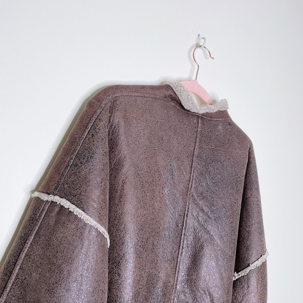 vintage danier brown sheepskin aviator jacket - size small