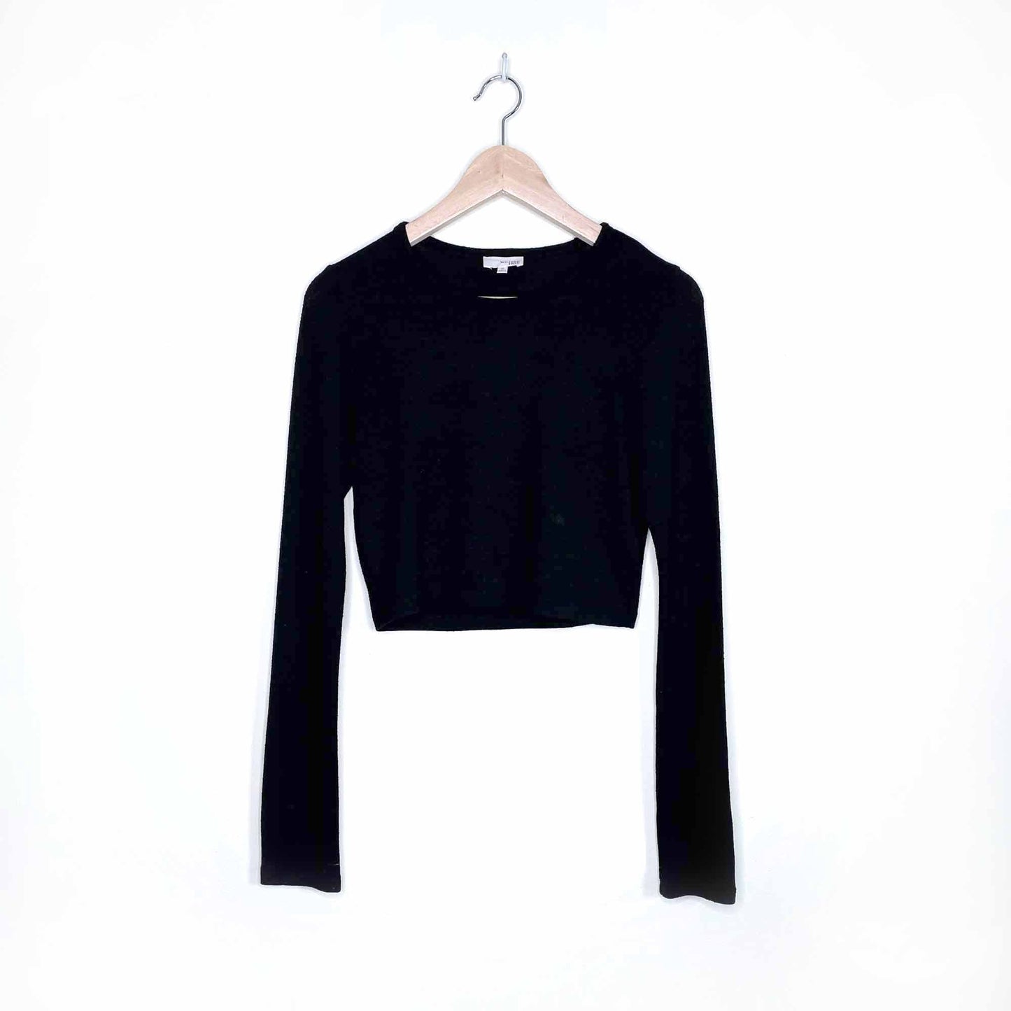 wilfred free black dewi long sleeve crop top - size medium