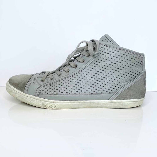 men's d&g dolce & gabanna perforated leather suede high top sneakers - size 44