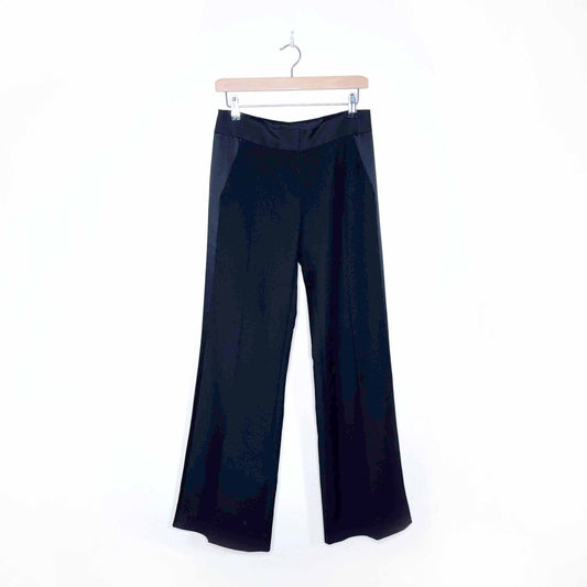 diane von furstenberg wide leg wool trouser with satin trim - size 4