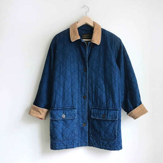 Vintage Eddie Bauer quilted denim barn coat - size Small