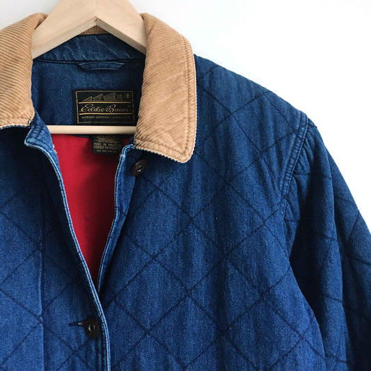 Vintage Eddie Bauer quilted denim barn coat - size Small