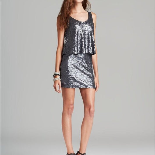 ella moss draped sequin cocktail dress - size medium