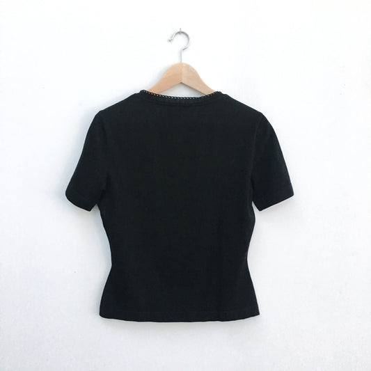 escada black lace-up tee - size 36