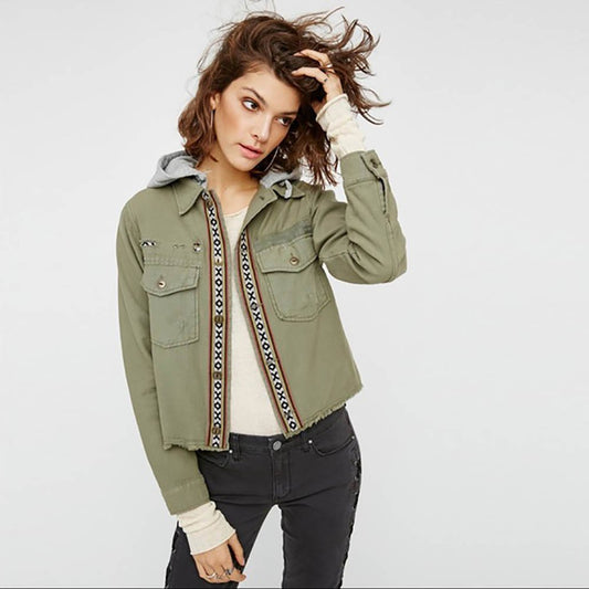 free people weekend wanderer utility hooded jacket - size small