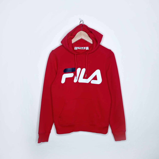 FILA unisex red hooded logo sweatshirt - size small