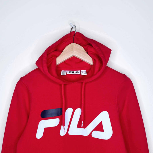 FILA unisex red hooded logo sweatshirt - size small