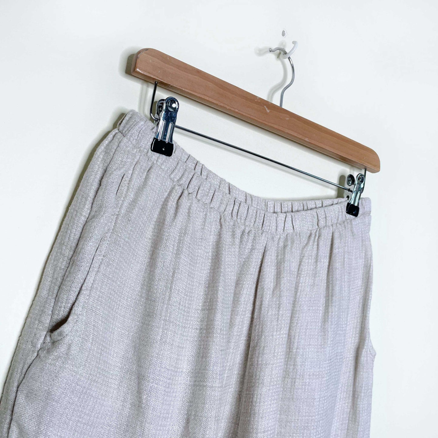 flax cream linen wide leg high rise pants - size medium