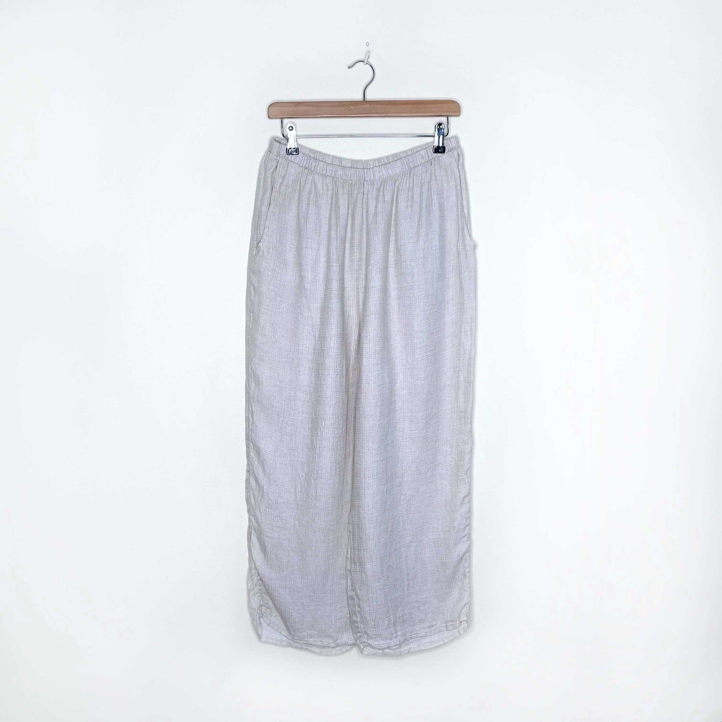 flax cream linen wide leg high rise pants - size medium