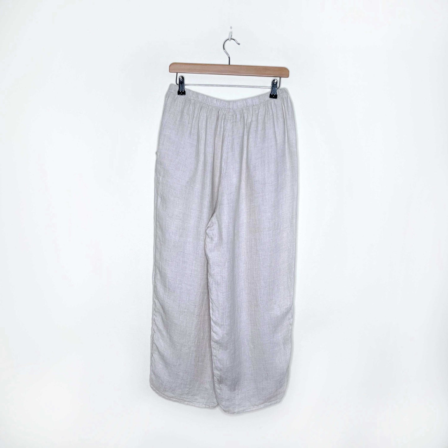 flax cream linen wide leg high rise pants - size medium