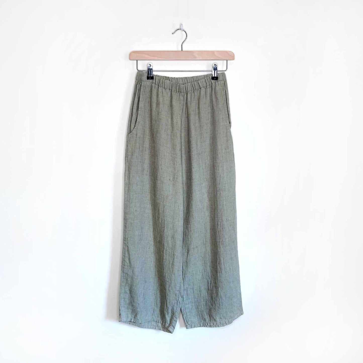 FLAX green heather wide leg linen pants - size petite