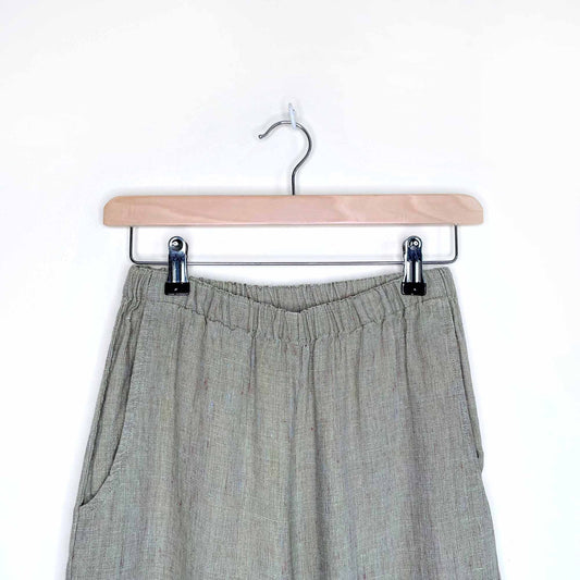 FLAX green heather wide leg linen pants - size petite