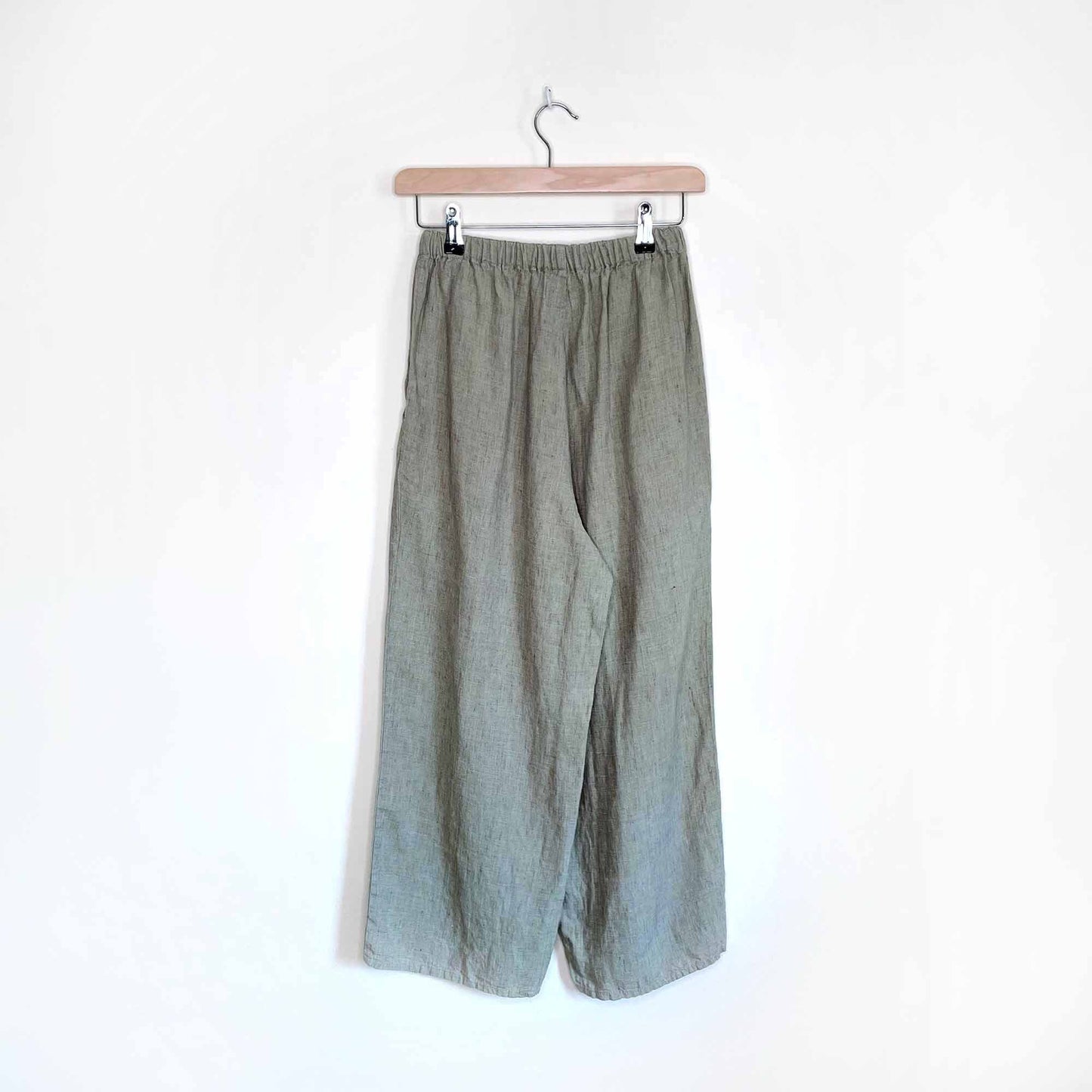 FLAX green heather wide leg linen pants - size petite