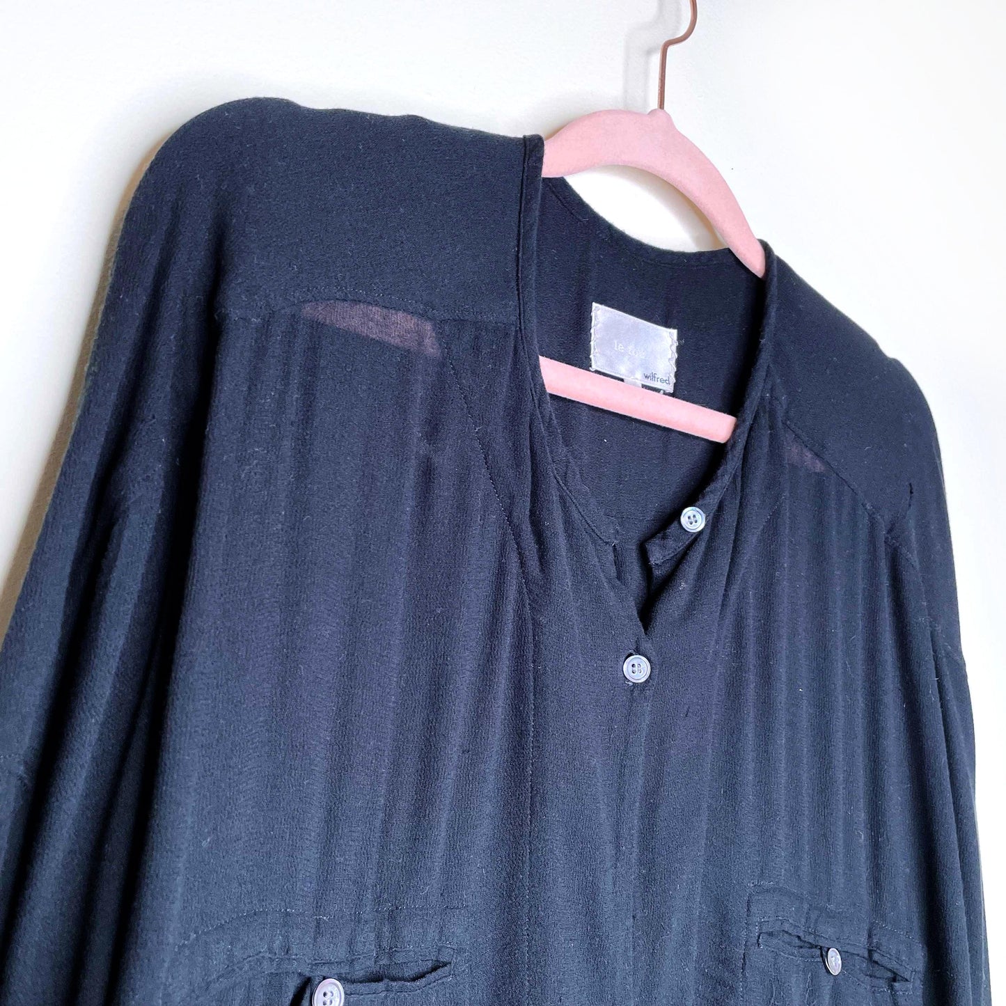 wilfred le fou black button down no collar tunic - size xxs