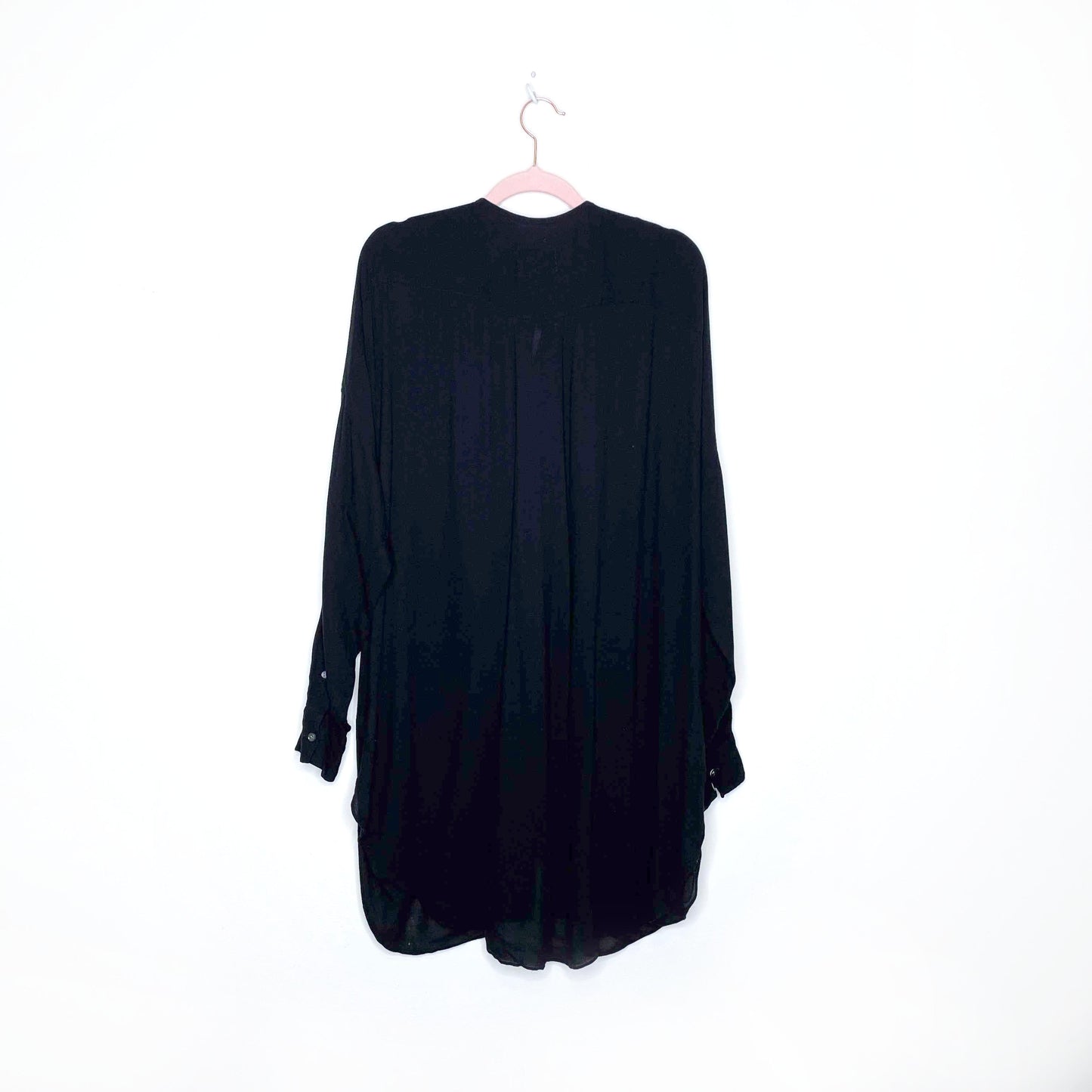 wilfred le fou black button down no collar tunic - size xxs