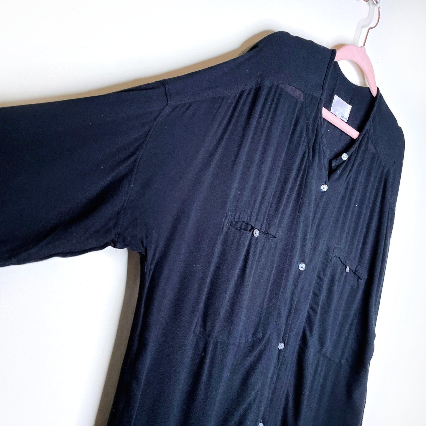 wilfred le fou black button down no collar tunic - size xxs