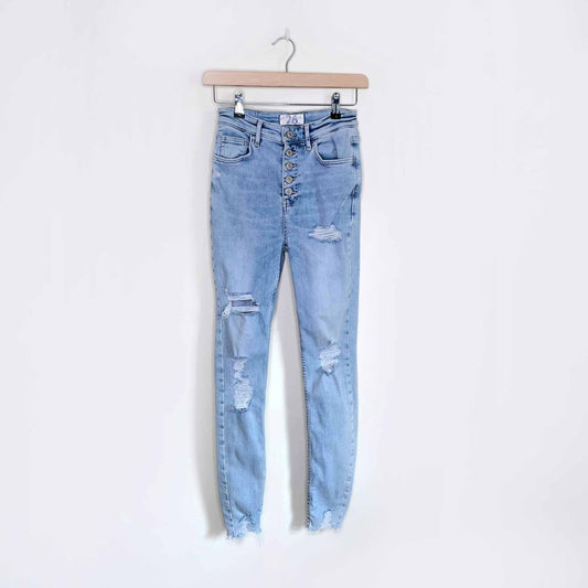 we the free people high rise button fly destroyed skinny jeans - size 26