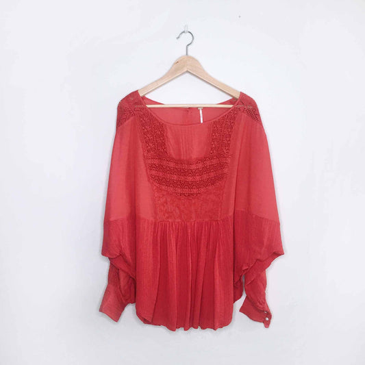 free people batwing boho blouse - size medium