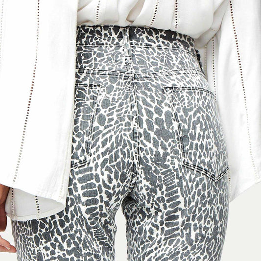 frame le high skinny black and white leopard printed jeans - size 27