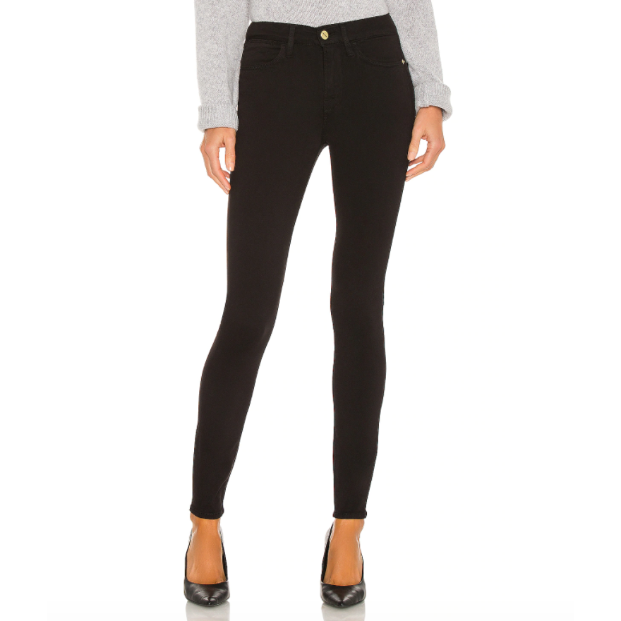 frame le high skinny  jeans in black vian - size 30