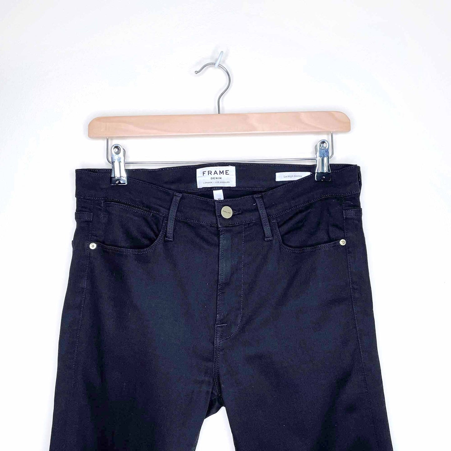 frame le high skinny  jeans in black vian - size 30