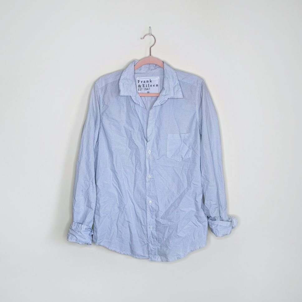 frank & eileen barry button down crinkle shirt - size medium