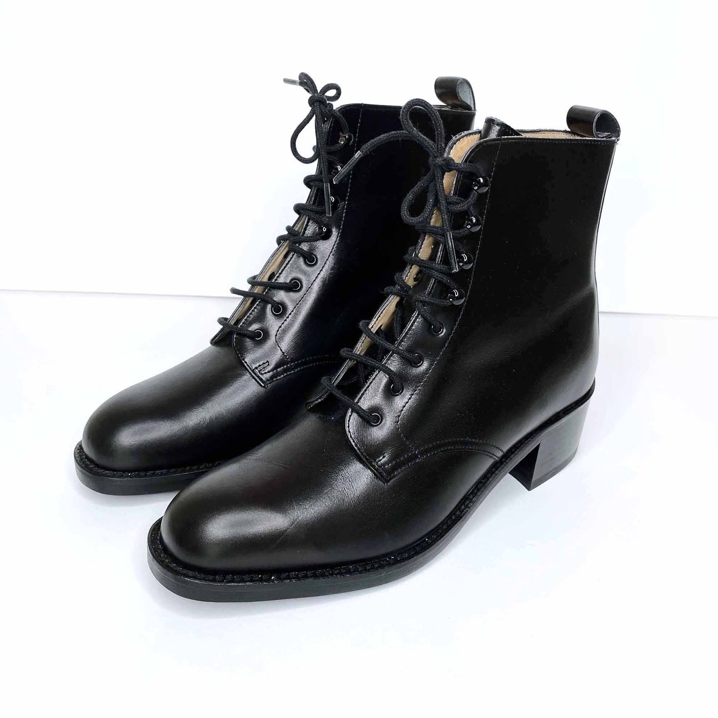 nwot freelance new classic paris slim leather lace up boots - size 37