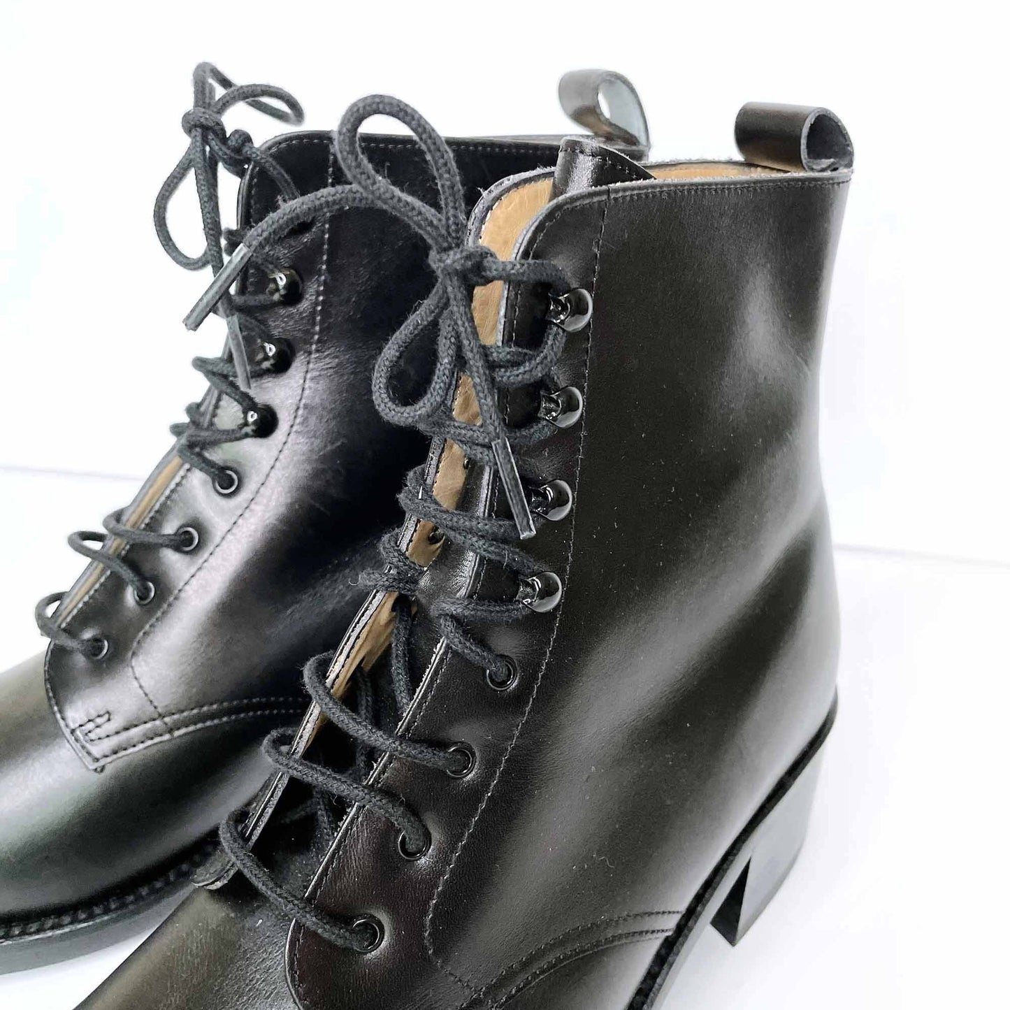 nwot freelance new classic paris slim leather lace up boots - size 37