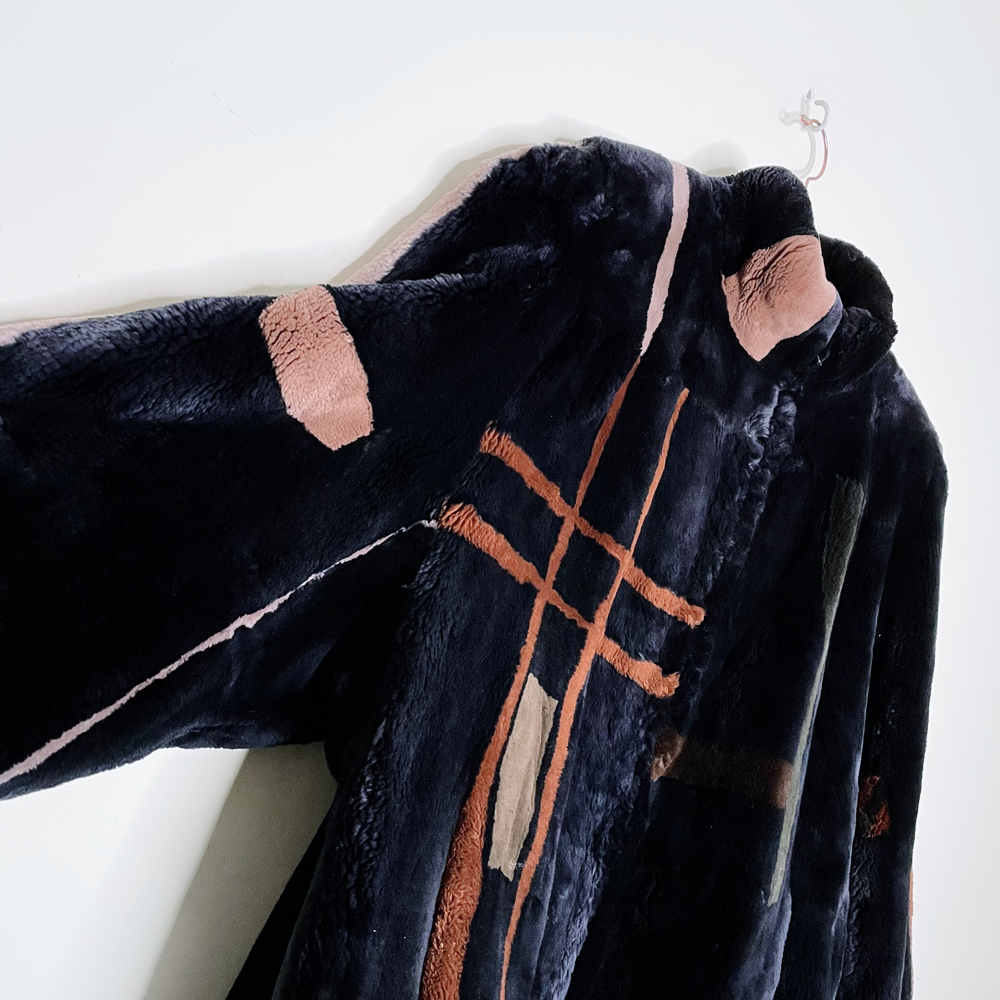 vintage black shaved mink bomber jacket - size large