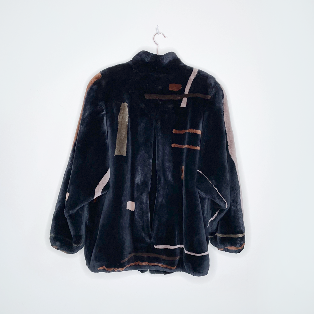 vintage black shaved mink bomber jacket - size large