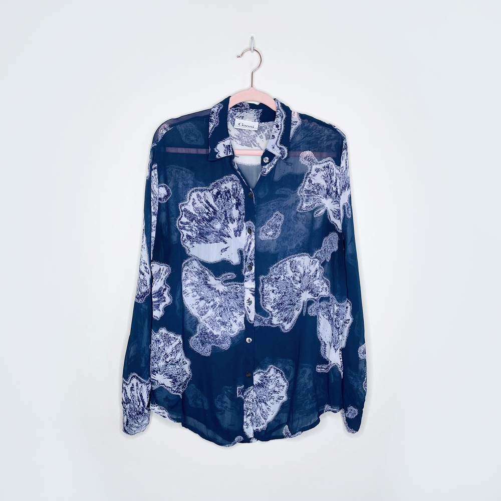 ganni blue floral programme sienna georgette blouse - size medium