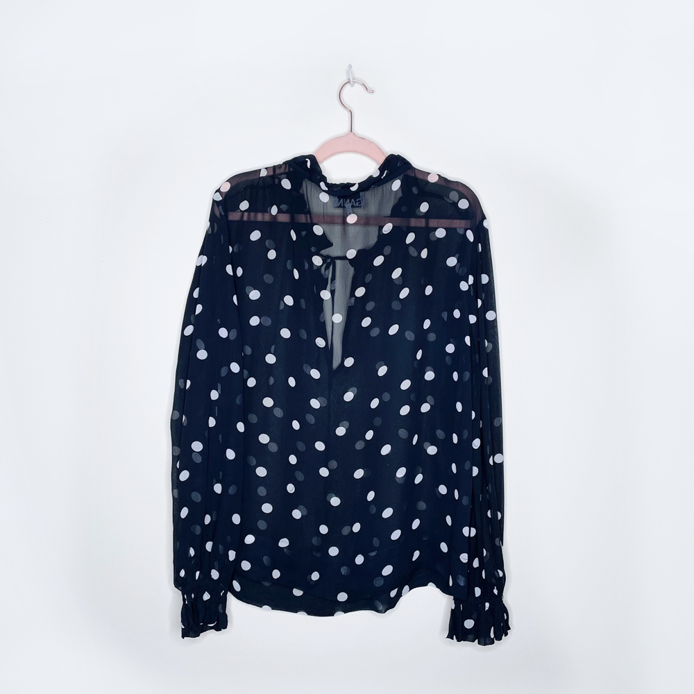 ganni sheer polka dot georgette blouse - size 42