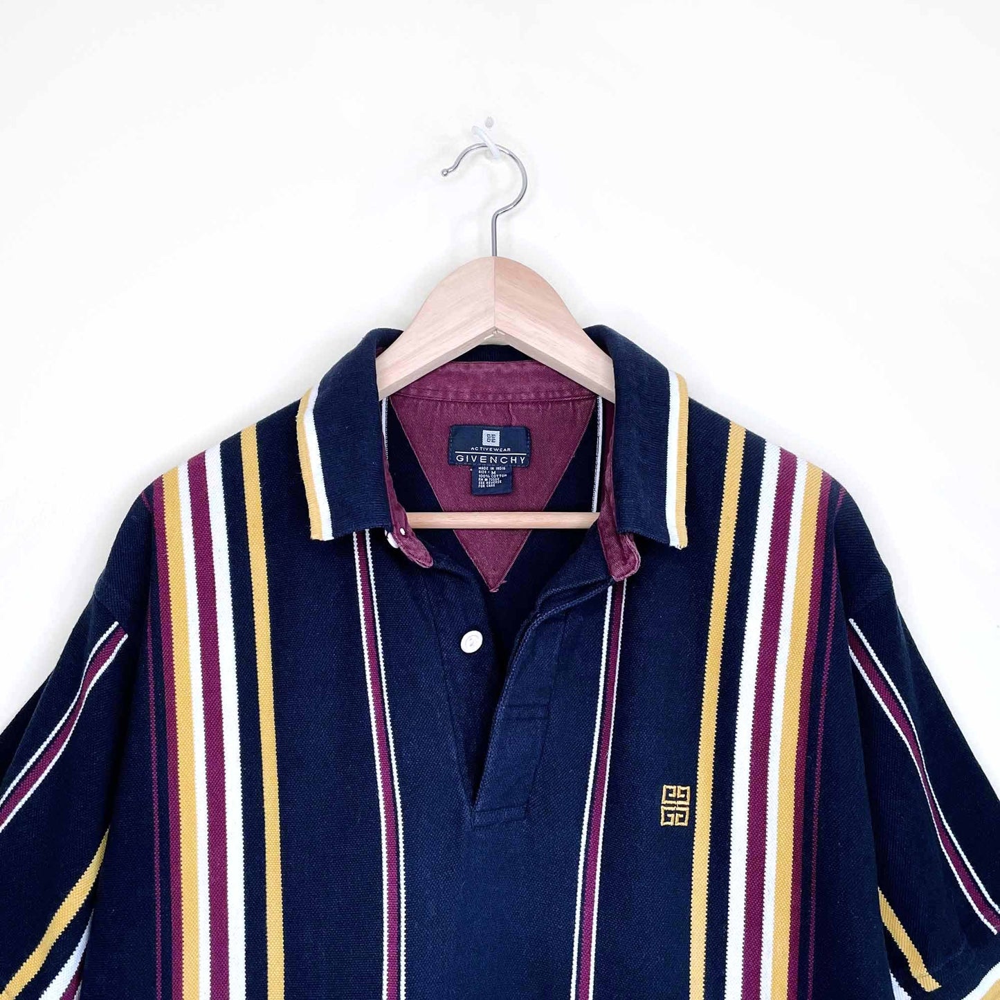 vintage 90's givenchy activewear multicolour striped polo - size medium