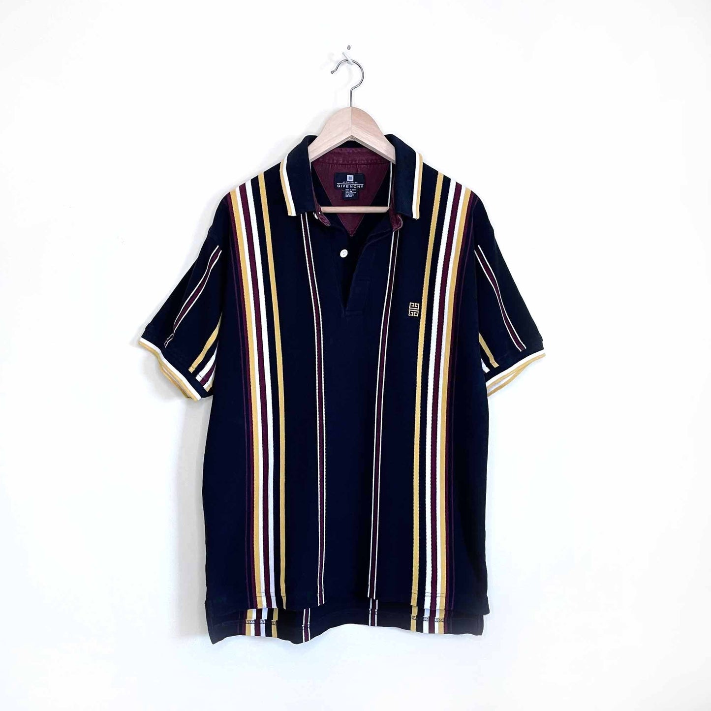 vintage 90's givenchy activewear multicolour striped polo - size medium