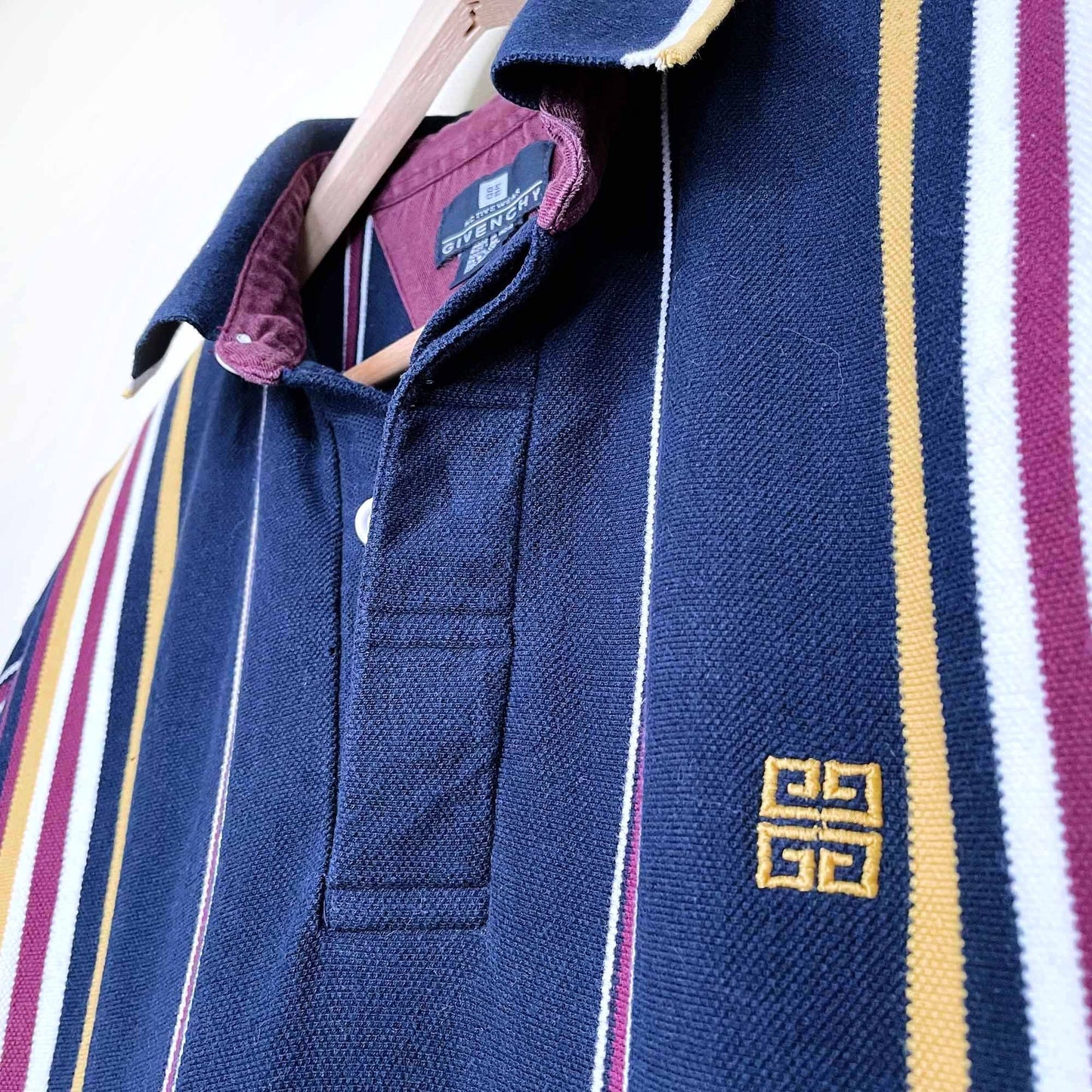 vintage 90's givenchy activewear multicolour striped polo - size medium