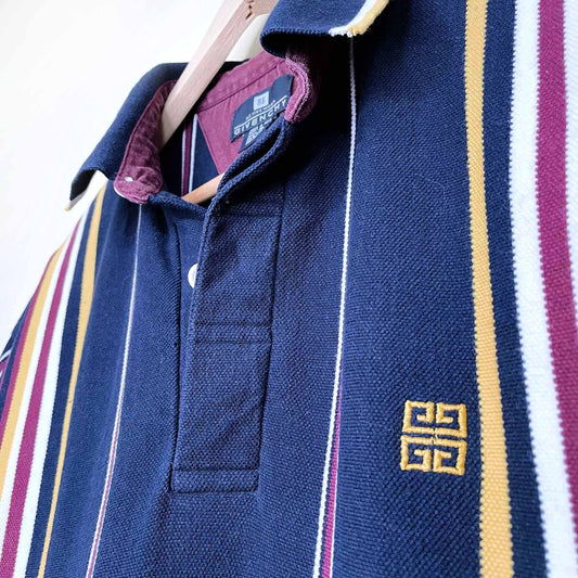 vintage 90's givenchy activewear multicolour striped polo - size medium