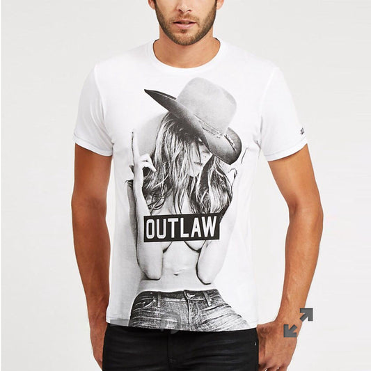 guess white western outlaw tee - size small