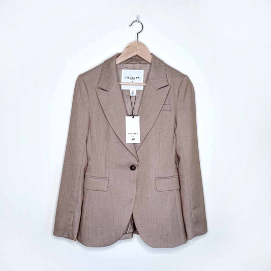 giuliva x h&m camel single breasted blazer - size xs