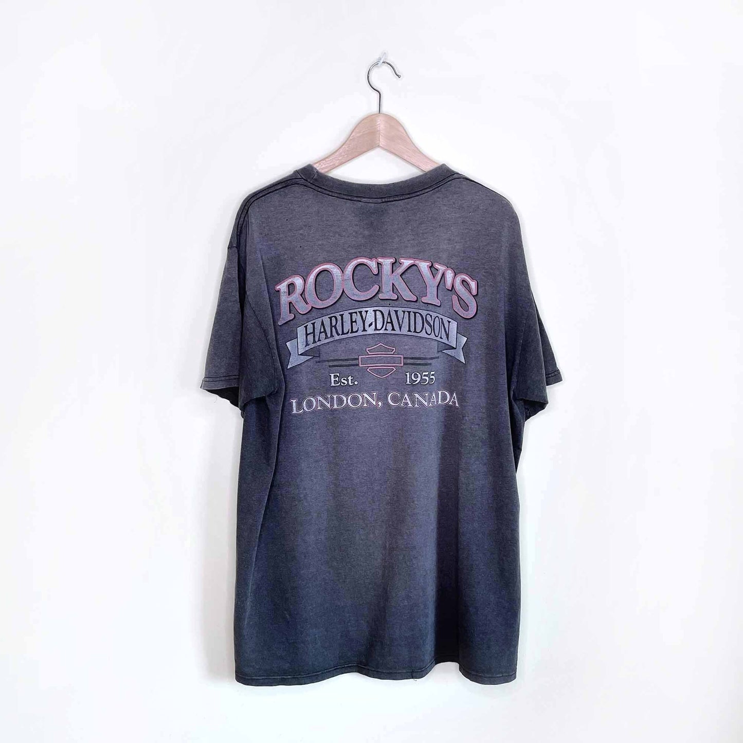 vintage harley davidson rocky's london t-shirt - size large